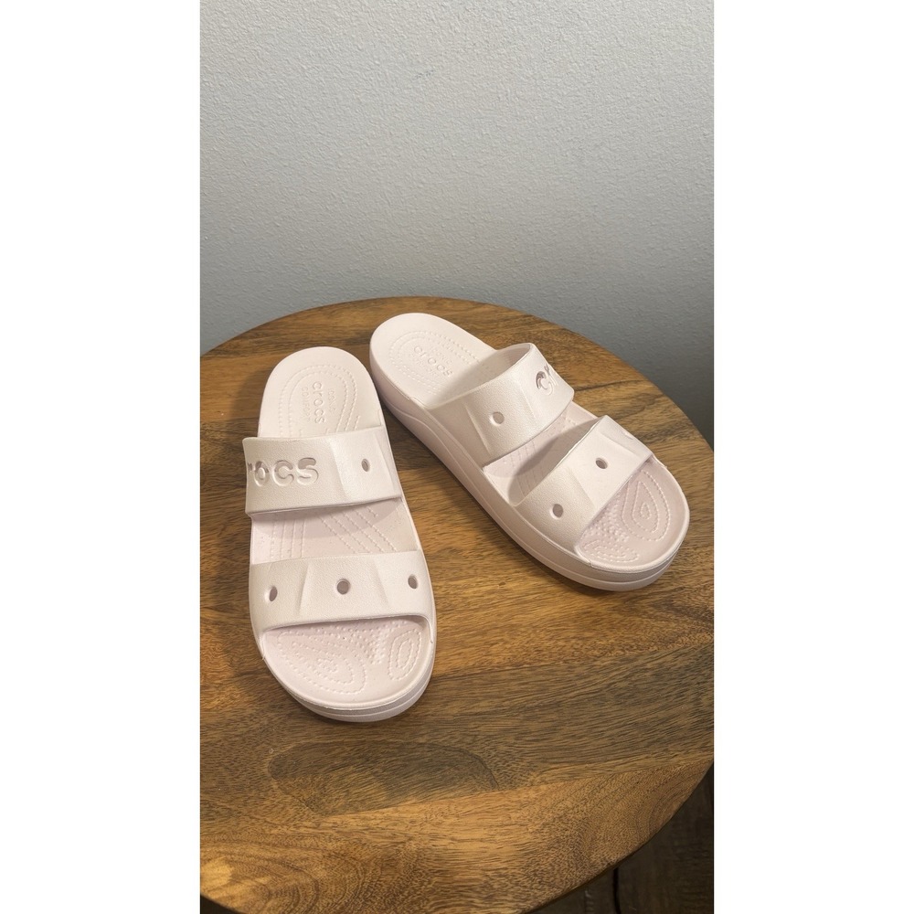 Crocs Classic Pink Marbled Slide Sandals Iconic Comfort Slip On Women Size 8